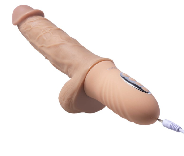 Ce gode machine de sexe tenue dans la main de 25,40 centimètres. Le canon rotatif, vas et viens et chauffant