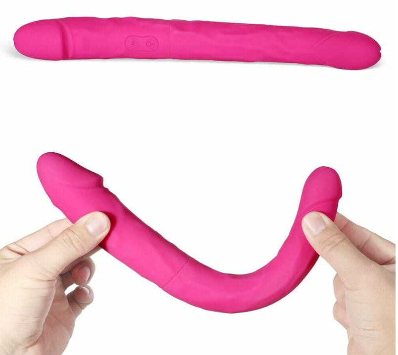 gode de pénétration double face en silicone et jouet sexuel long gode vibrant avec télécommande 12 pouces