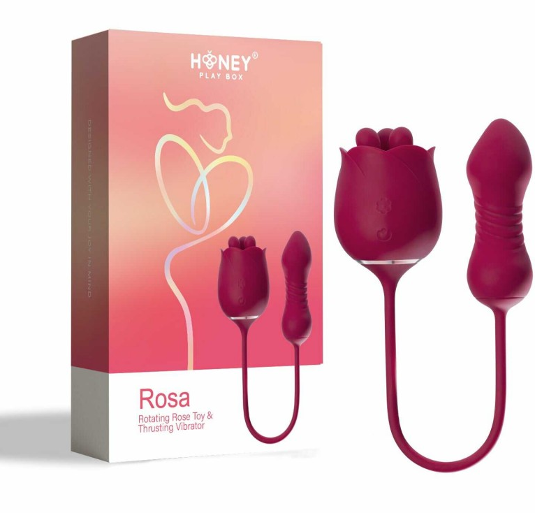 Vibro rose à double extrémité, qui rassemble deux types de stimulation en un seul et offre un plaisir orgasmique.