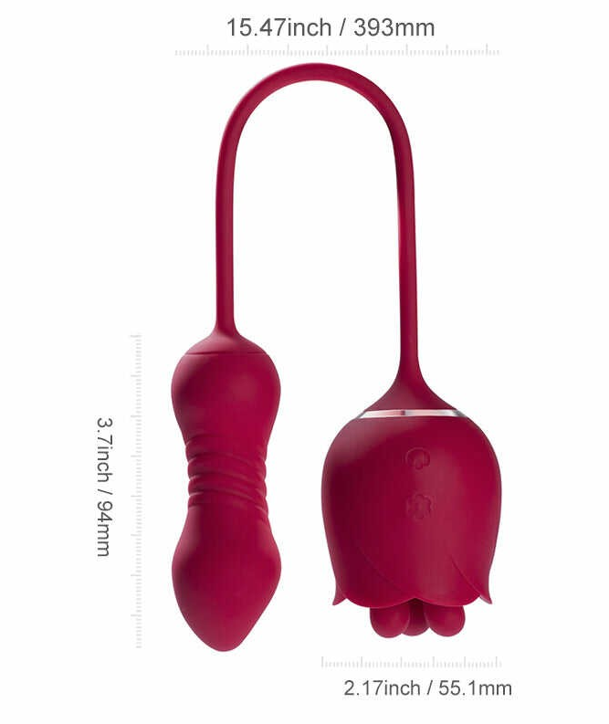 Vibro rose à double extrémité, qui rassemble deux types de stimulation en un seul et offre un plaisir orgasmique.