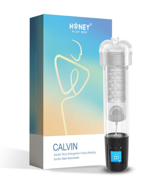 CALVIN combine une pompe à pénis et une gaine texturée en un seul appareil, conçu pour agrandir et exercer le pénis